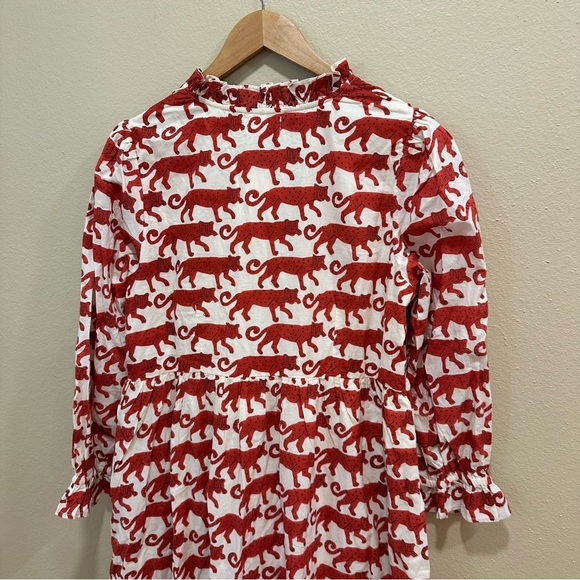 NWT Tuckernuck Pink City Prints Red Cream Block Print Tiger Maxi Dress Large - Picture 7 of 16